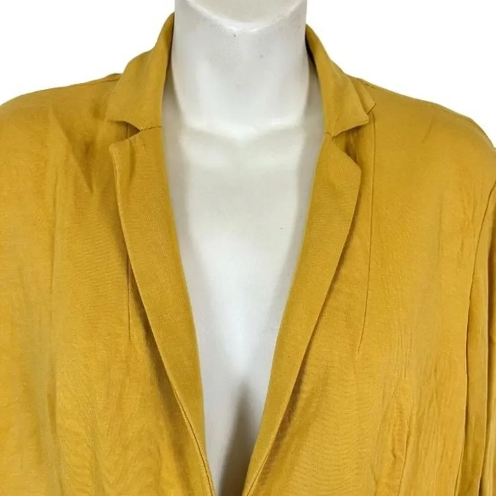 Magaschoni Womens Mustard Preppy Stretch Knit Suit Jacket Blazer Career Small